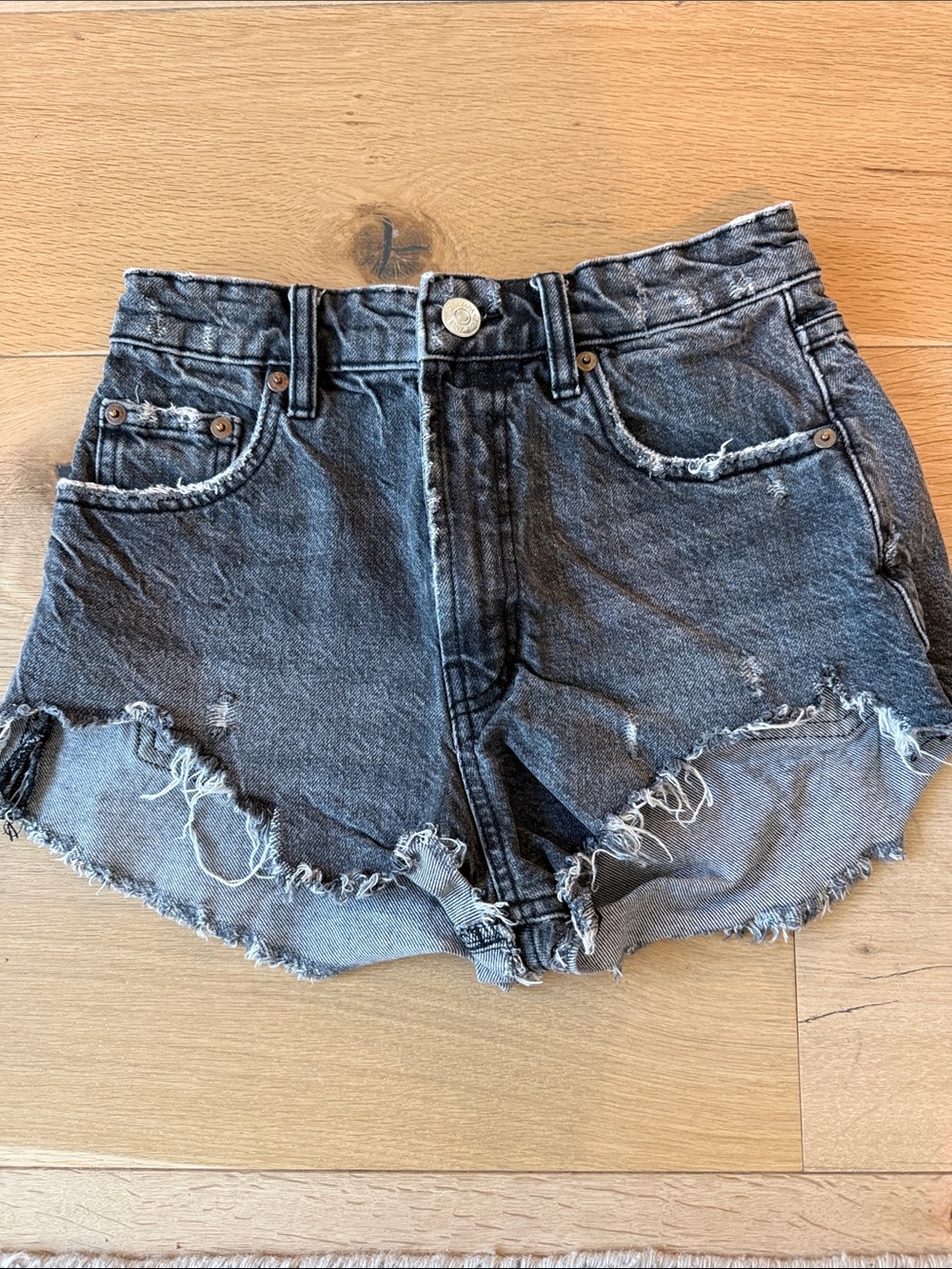 Zara Distressed Denim Shorts - Black Wash
